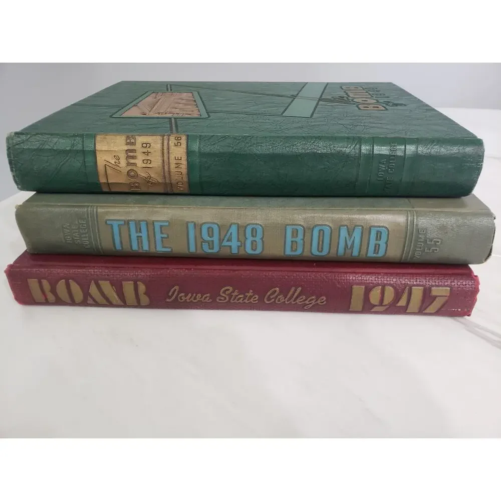 1947 - 1948 - 1949 - lot The Bomb Yearbook Iowa State College WWII Era Year Book